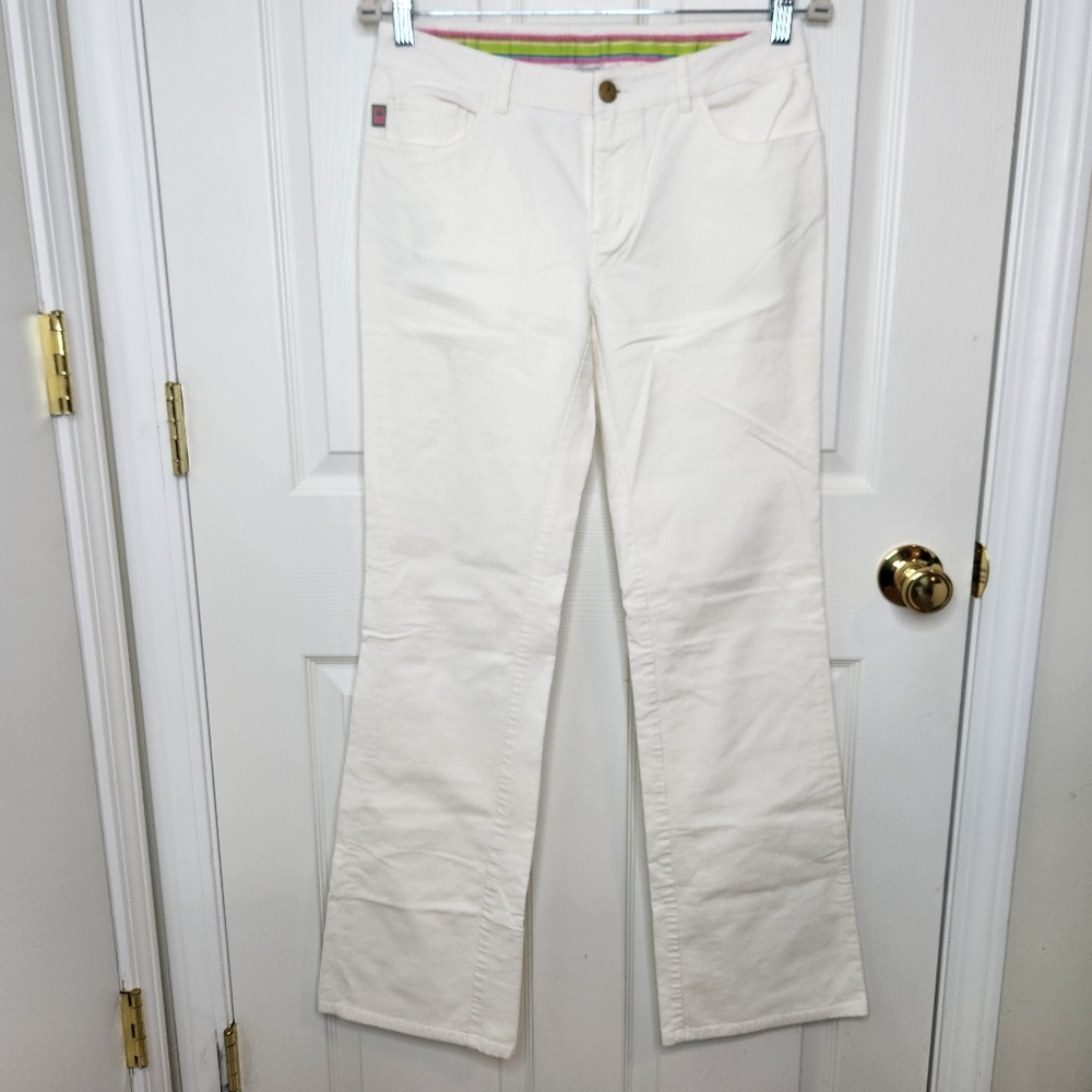 Vintage Lilly Pulitzer White Bootcut Corduroy Pants Size 2